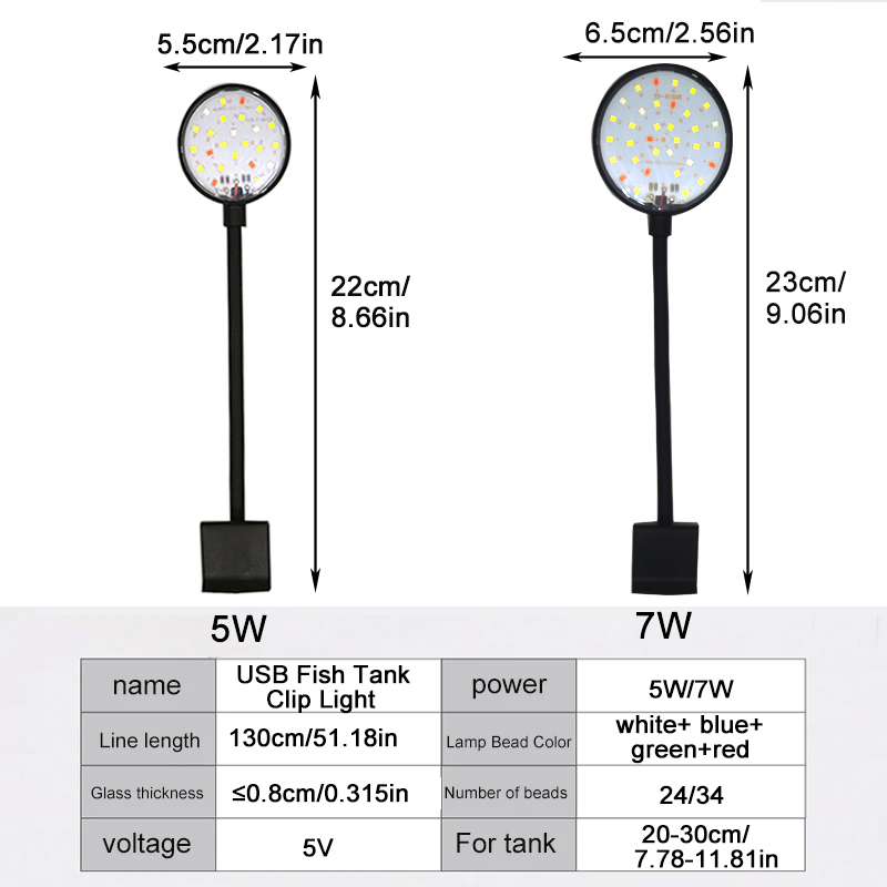 Lámpara LED USB para acuario,  - Aquarium Plant Order reseña y precio